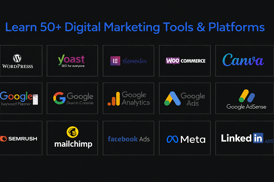50+ digital marketing tools learned in DMDP